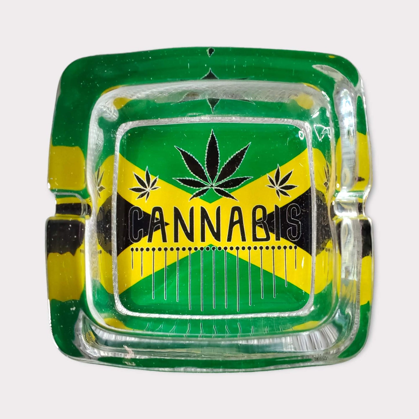 Fujima Hemp Themed Square Glass Ashtrays 4"