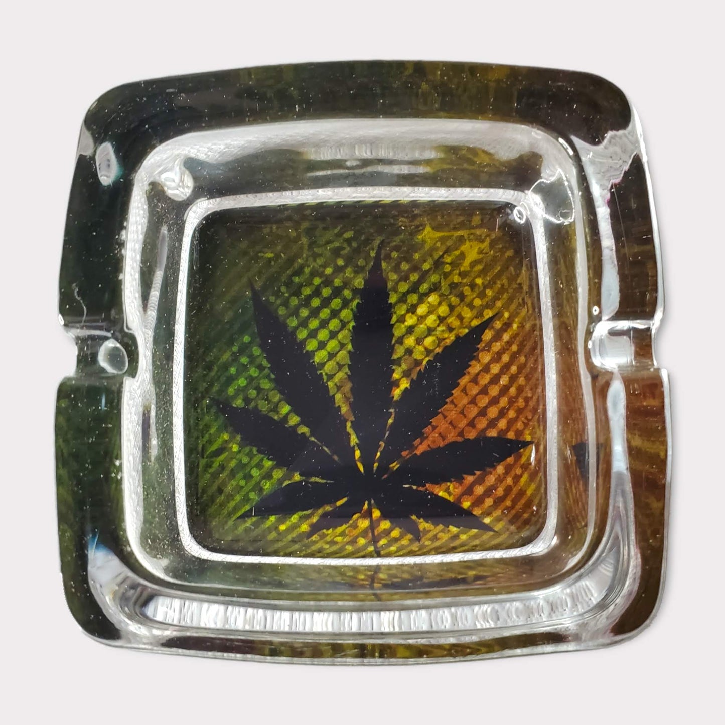 Fujima Hemp Themed Square Glass Ashtrays 4"