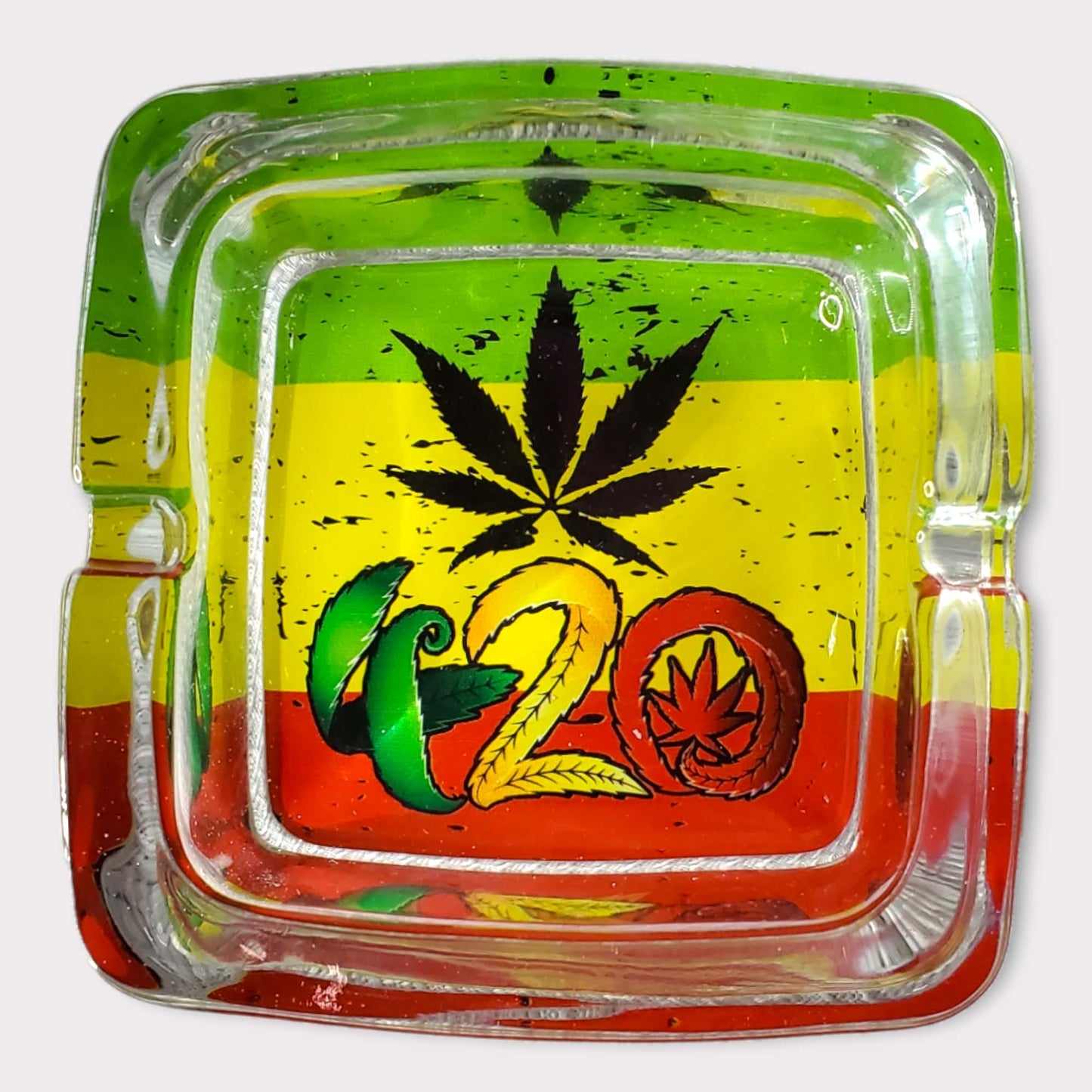 Fujima Hemp Themed Square Glass Ashtrays 4"