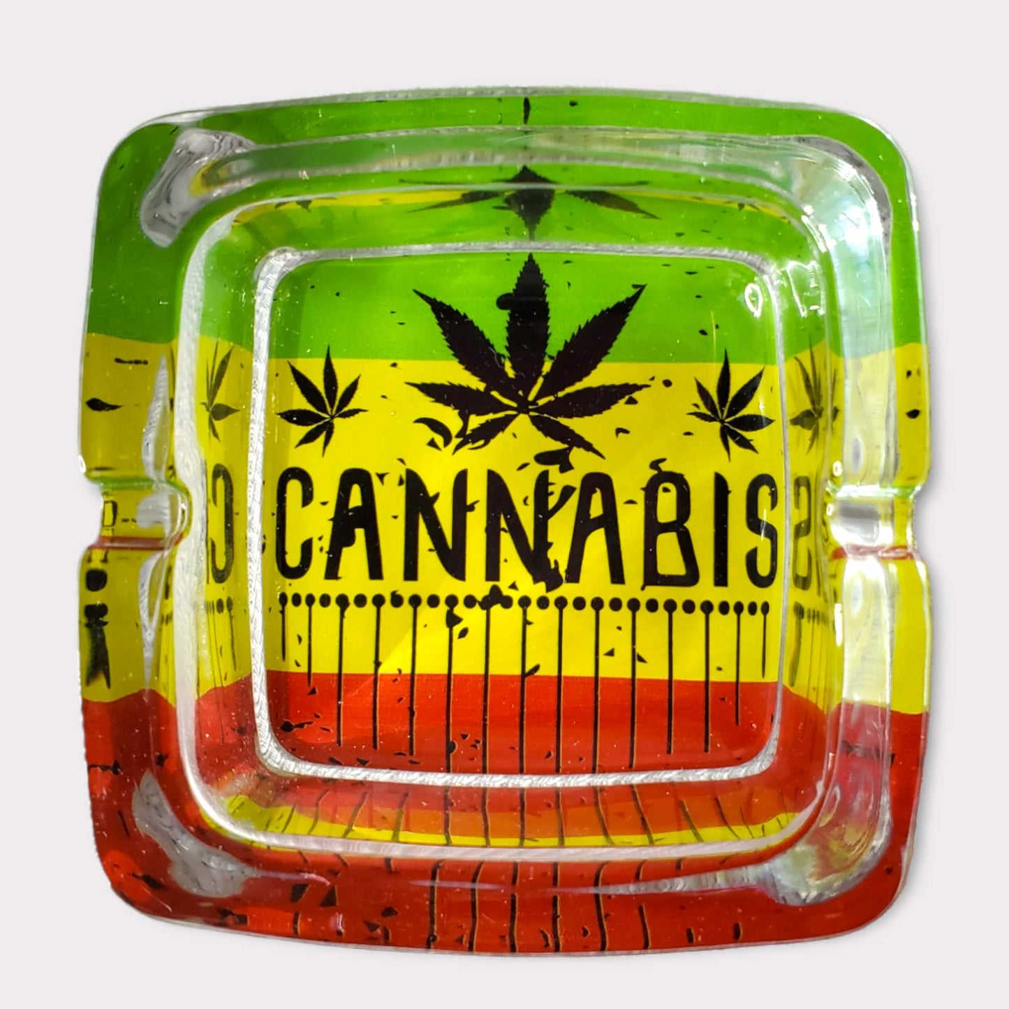 Fujima Hemp Themed Square Glass Ashtrays 4"