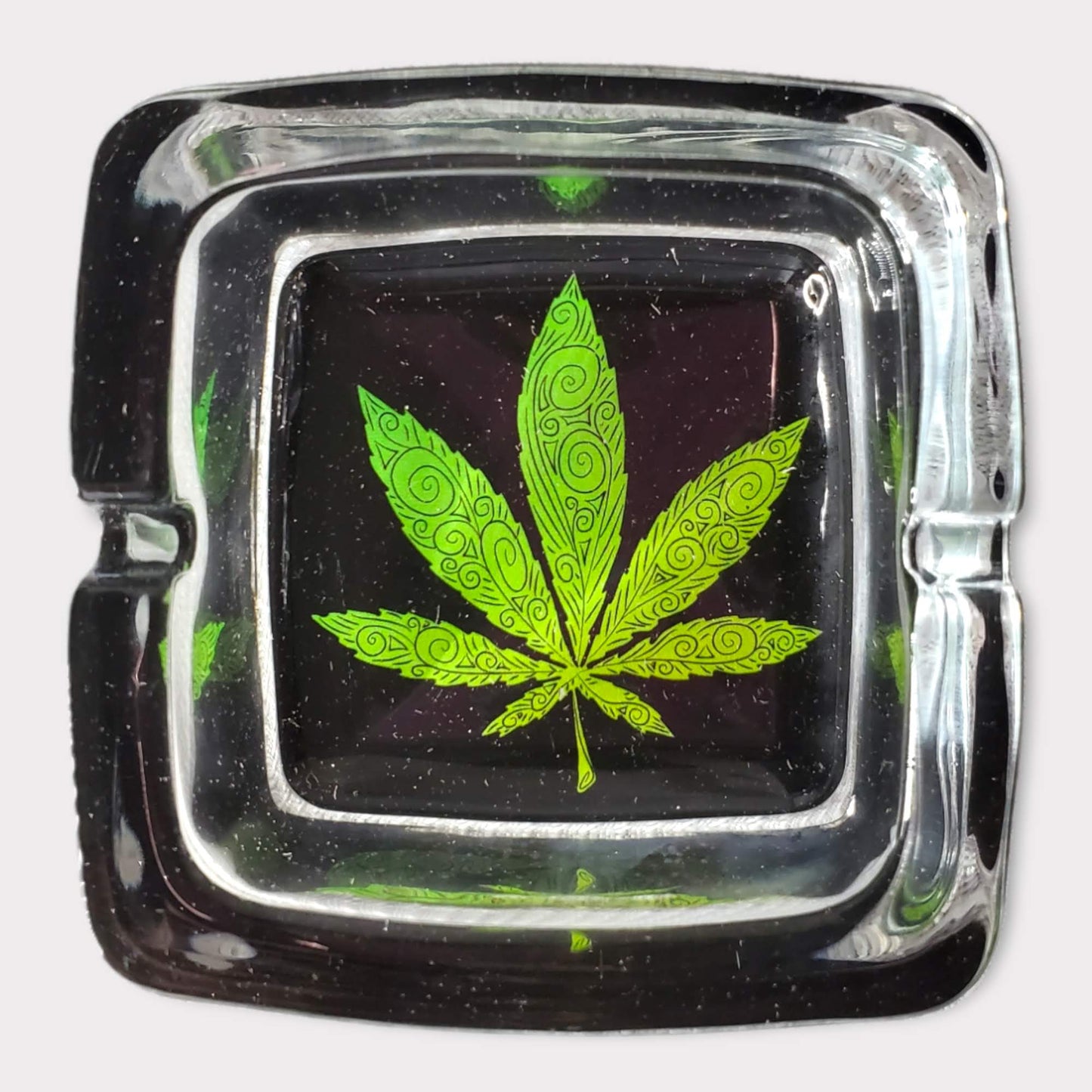 Fujima Hemp Themed Square Glass Ashtrays 4"