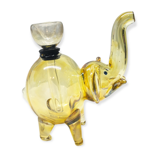 Gold Elephant with Pull Bowl Hand Pipe Animal Pipe