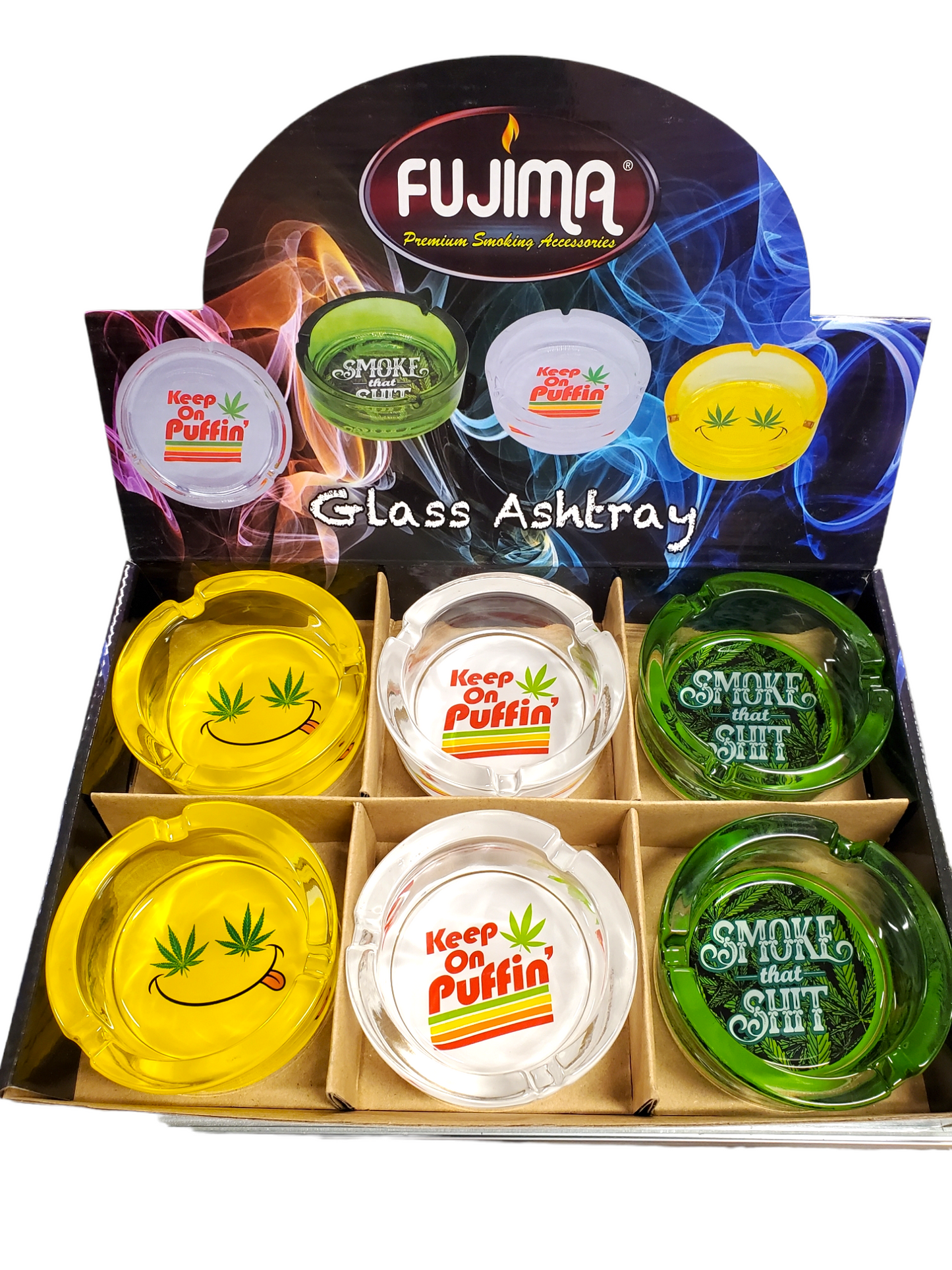 Fujima Assorted Glass Ashtrays 3.5"