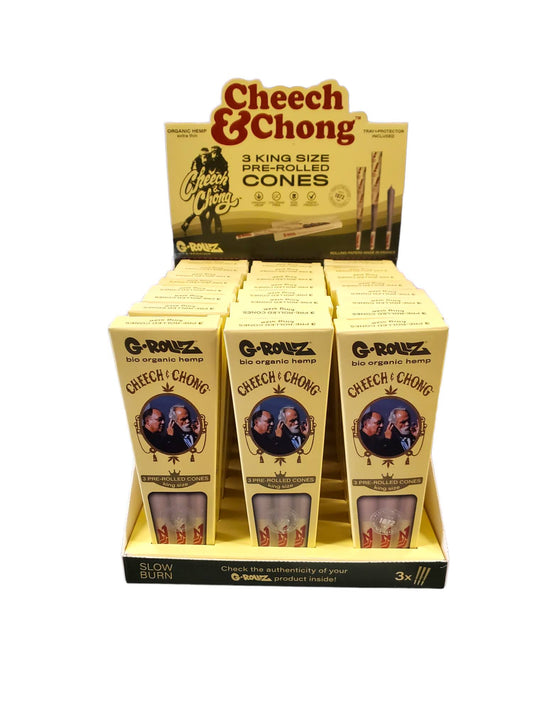 G-Rollz Cheech & Chong Organic Hemp Extra Thin KS Cones 3Pk