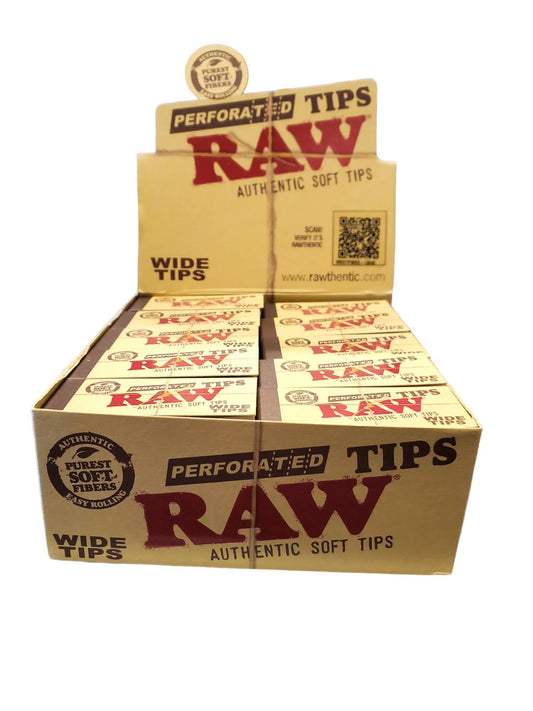 RAW Rolling Papers Perforated WIde Cotton Tips 50ct Box