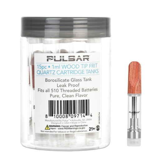 Pulsar Wood Tip Quartz Frit Cartridge Tanks | 1mL